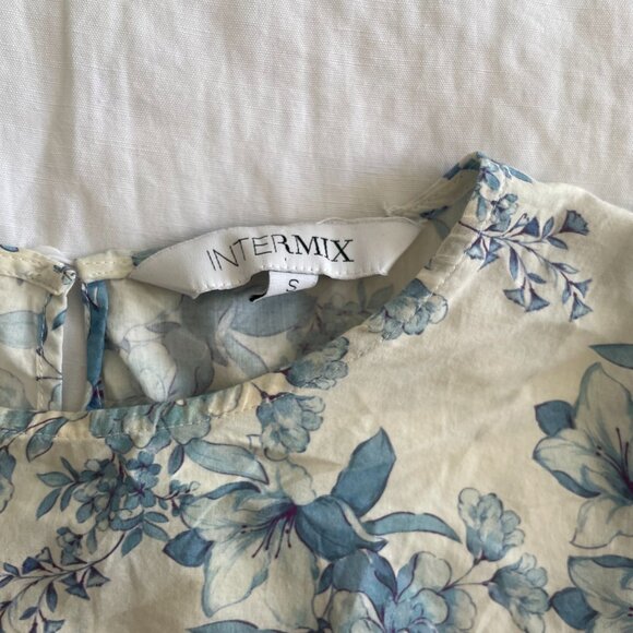 Intermix Blue Floral Puff Sleeve Crop (sz S) - Picture 2 of 7